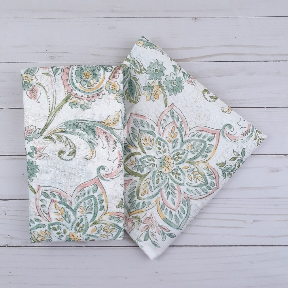 Fabric Dinner Napkins Jacobean Blue Paisley 17x17 inch Set of 4